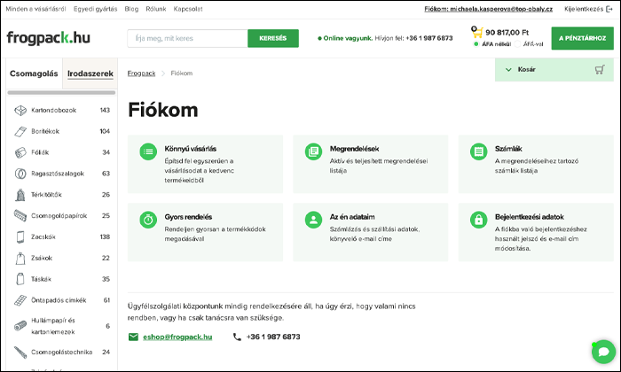 Fiókom Frogpack.hu